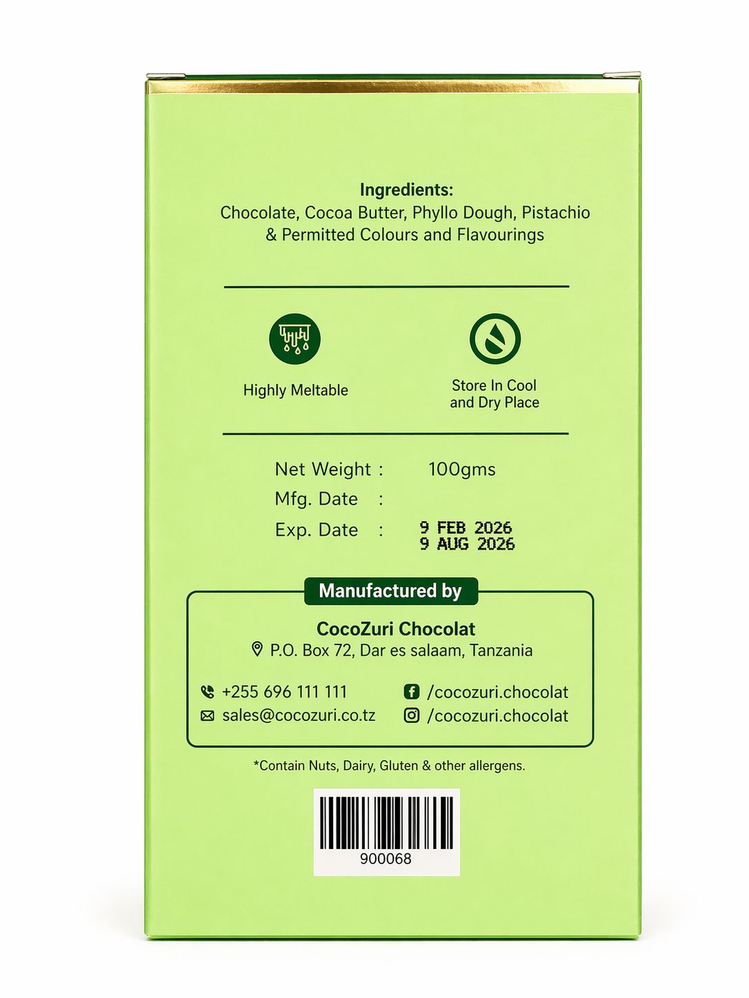 Pistachio Kunafa Chocolate Bar (Dark) 2